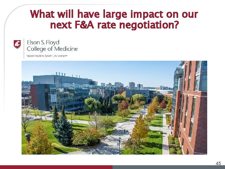 What will have large impact on our next F&A rate negotiation? 45 