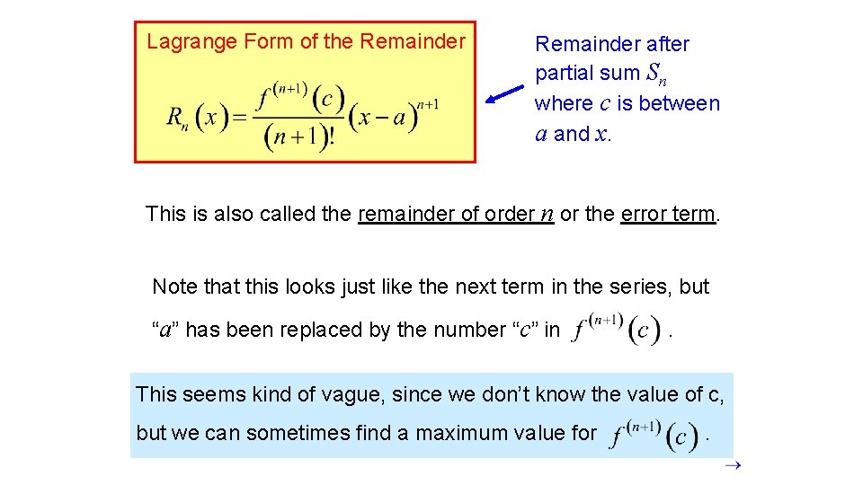 11 10 Taylors Theorem Error Analysis for Series