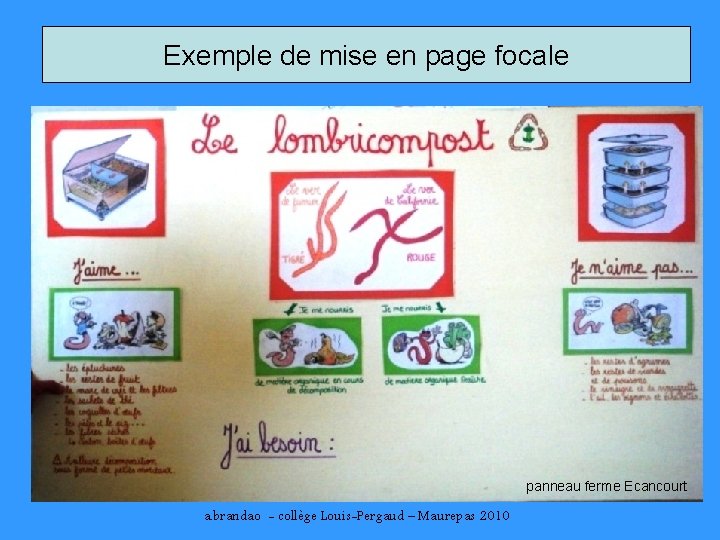 Exemple de mise en page focale panneau ferme Ecancourt a. brandao - collège Louis-Pergaud