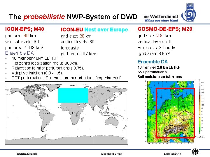 The probabilistic NWP-System of DWD ICON-EPS; M 40 ICON-EU Nest over Europe COSMO-DE-EPS; M