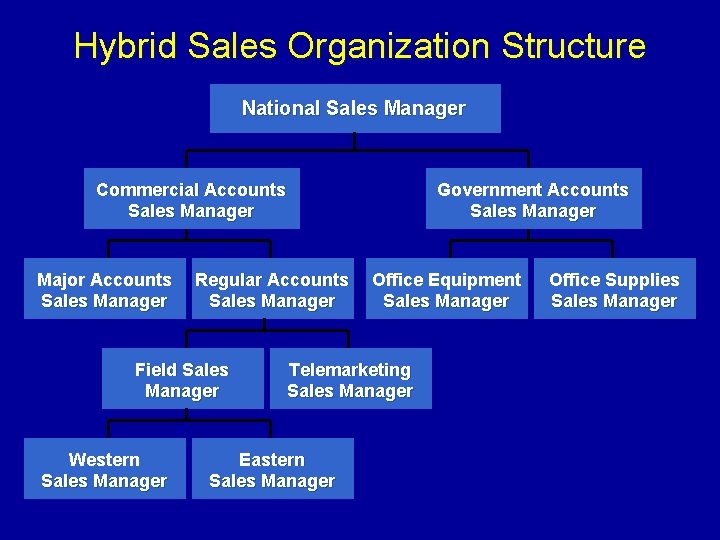 Hybrid Sales Organization Structure National Sales Manager Commercial Accounts Sales Manager Major Accounts Sales