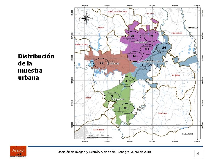 27 17 21 Distribución de la muestra urbana 24 13 78 29 4 5