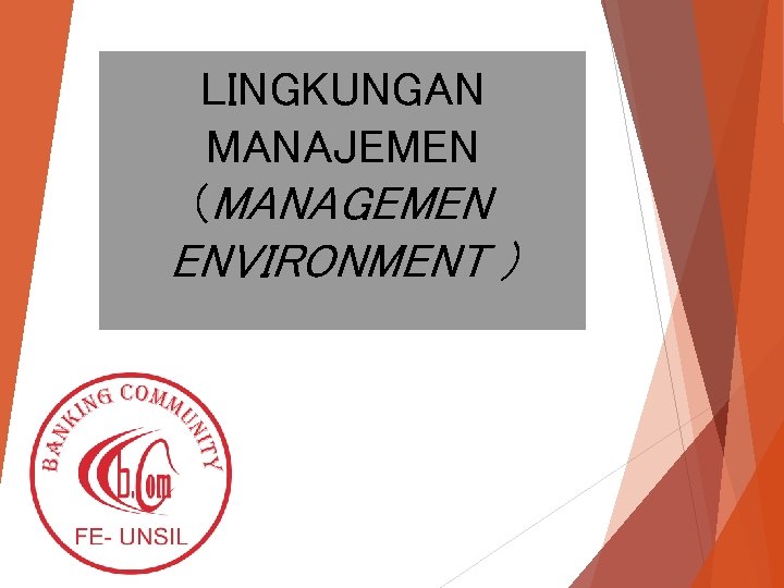 LINGKUNGAN MANAJEMEN (MANAGEMEN ENVIRONMENT ) 