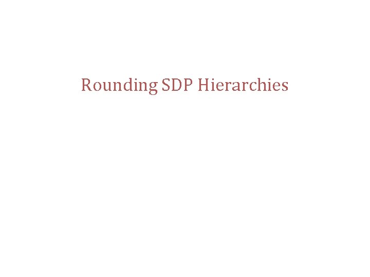 Rounding SDP Hierarchies 