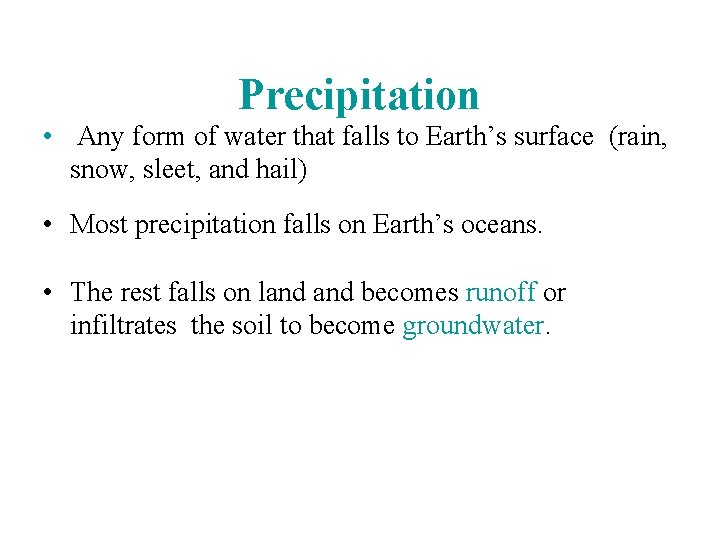 Water Systems The Water Cycle Streams and Ground