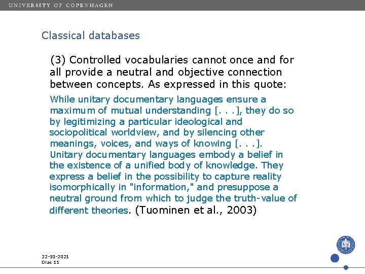Con Doc Keynotes Knowledge organization in classical databases Keynote speech in