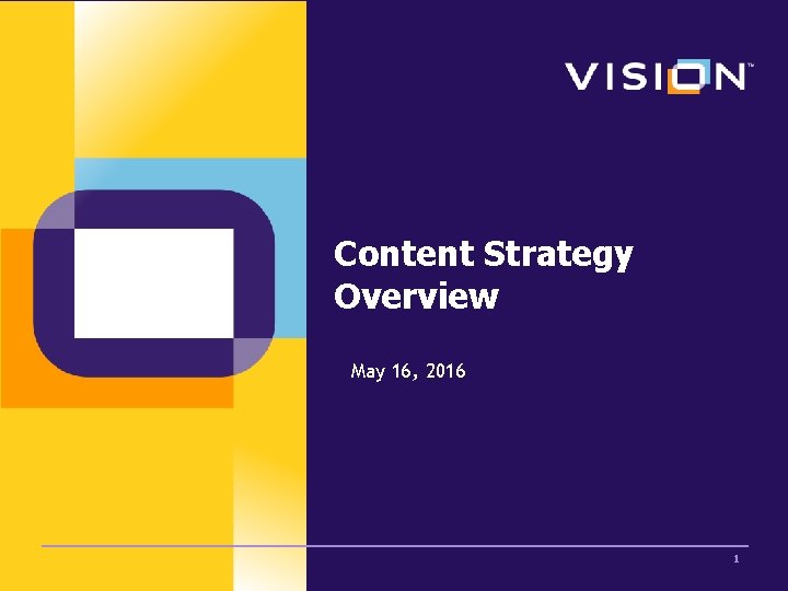 Content Strategy Overview May 16, 2016 1 