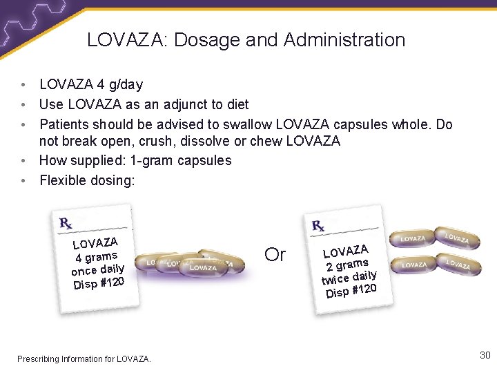 LOVAZA: Dosage and Administration • LOVAZA 4 g/day • Use LOVAZA as an adjunct