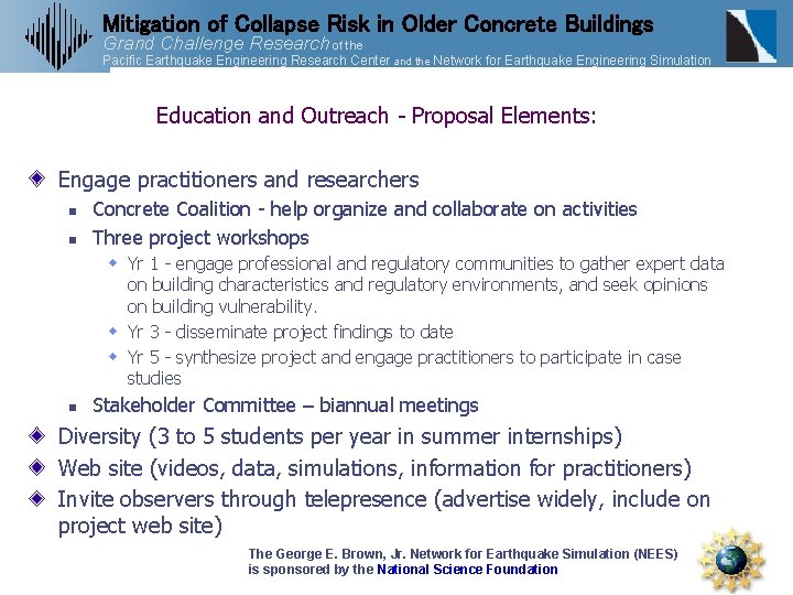 Mitigation of Collapse Risk in Older Concrete Buildings Grand Challenge Research of the Pacific