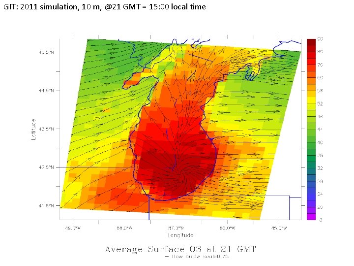 GIT: 2011 simulation, 10 m, @21 GMT = 15: 00 local time 