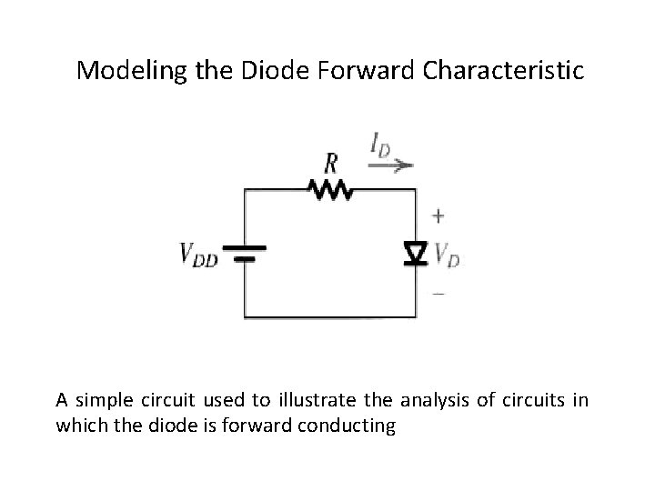 Modeling the Diode Forward Characteristic A simple circuit used to illustrate the analysis of