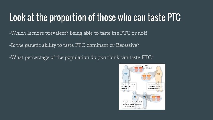 Look at the proportion of those who can taste PTC -Which is more prevalent?