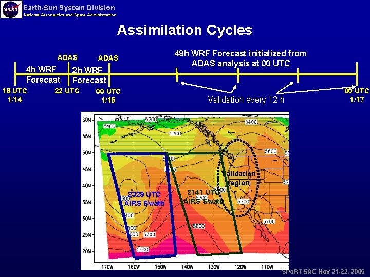 Earth-Sun System Division National Aeronautics and Space Administration Assimilation Cycles ADAS 4 h WRF