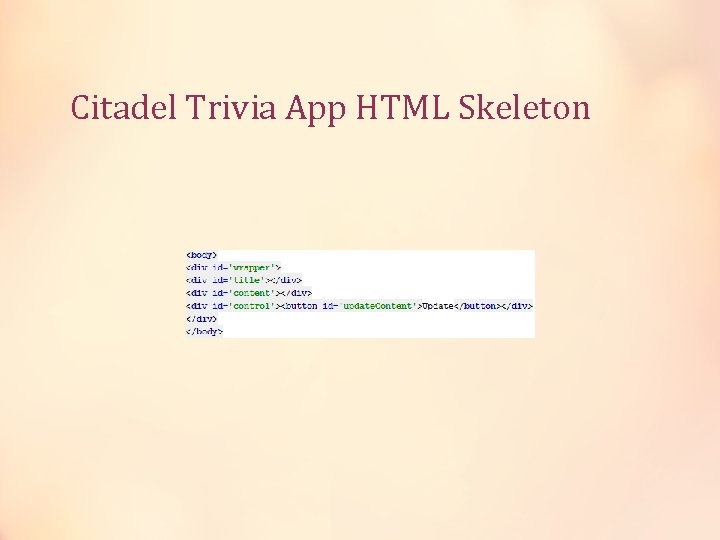 Citadel Trivia App HTML Skeleton 