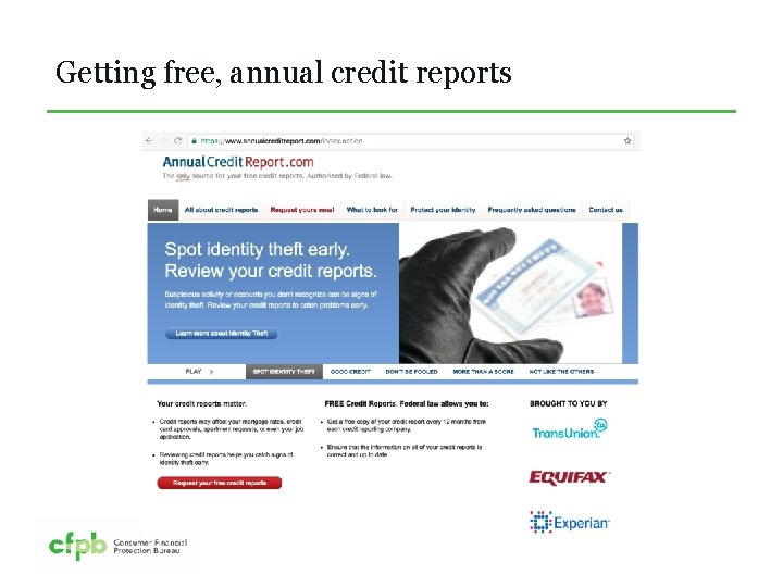 Getting free, annual credit reports 