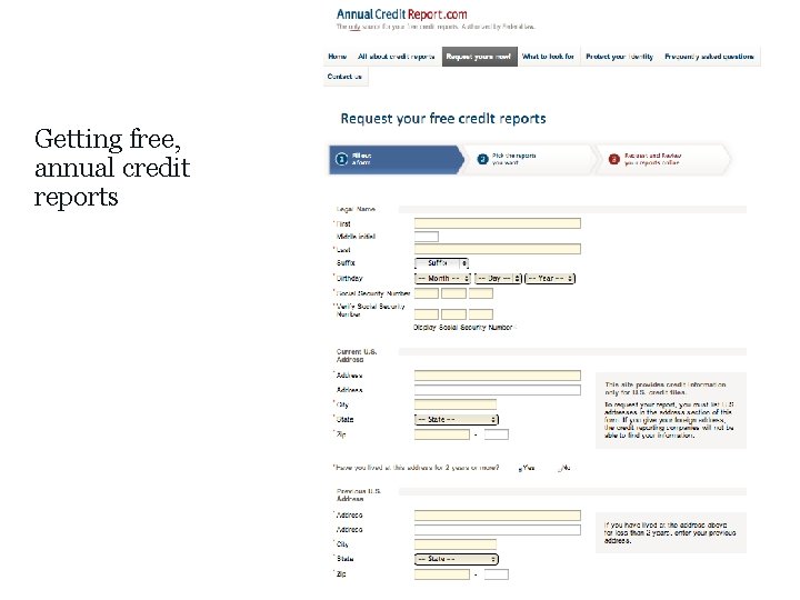 Getting free, annual credit reports 