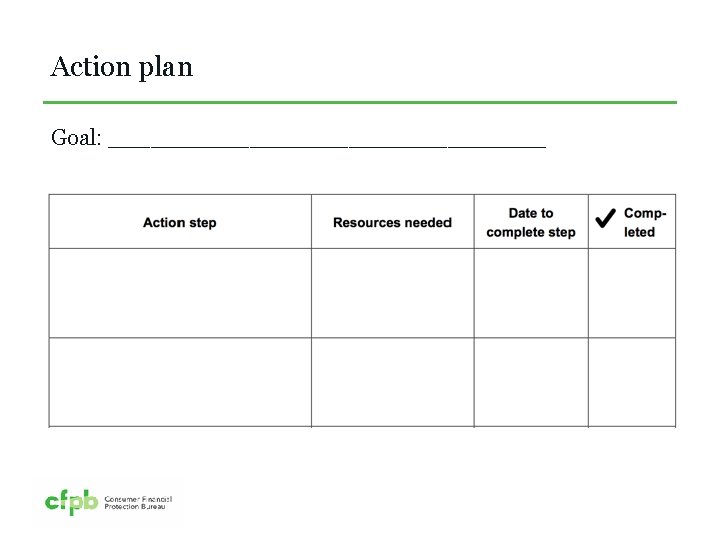 Action plan Goal: ________________ 