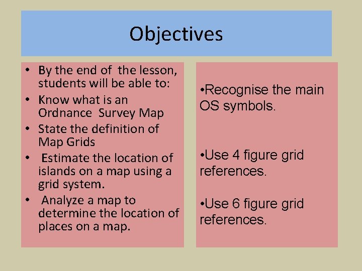 Objectives • By the end of the lesson, students will be able to: •