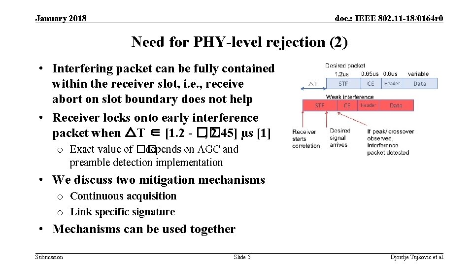 January 2018 doc. : IEEE 802. 11 -18/0164 r 0 Need for PHY-level rejection