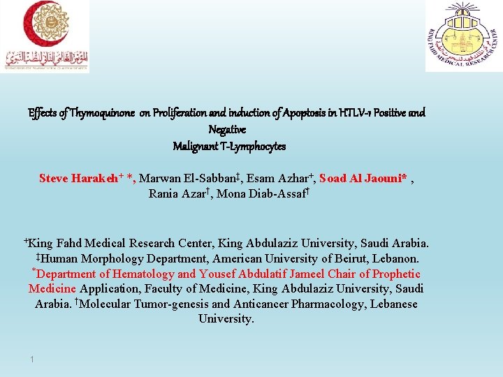 Effects of Thymoquinone on Proliferation and induction of Apoptosis in HTLV-1 Positive and Negative