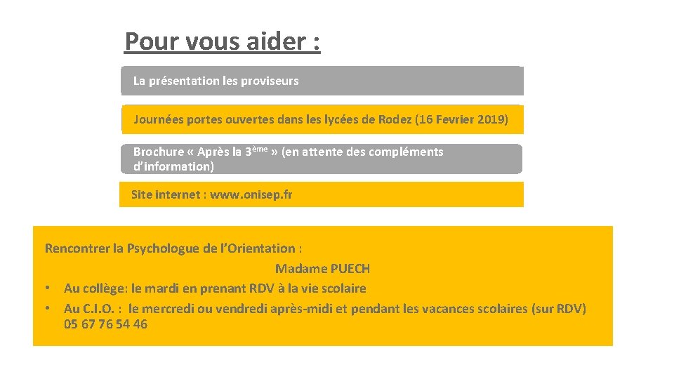 Pour vous aider : La présentation les proviseurs Journées portes ouvertes dans les lycées