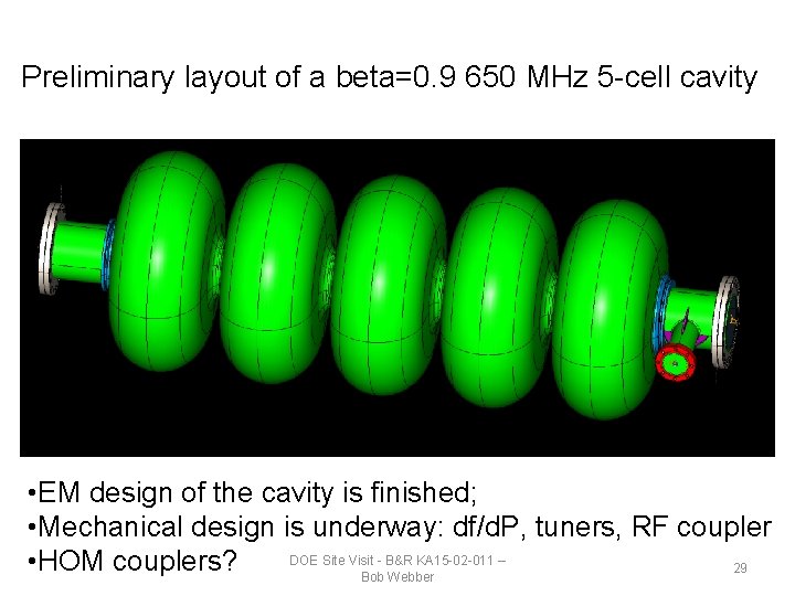 Preliminary layout of a beta=0. 9 650 MHz 5 -cell cavity • EM design