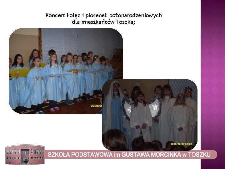Koncert kolęd i piosenek bożonarodzeniowych dla mieszkańców Toszka; 