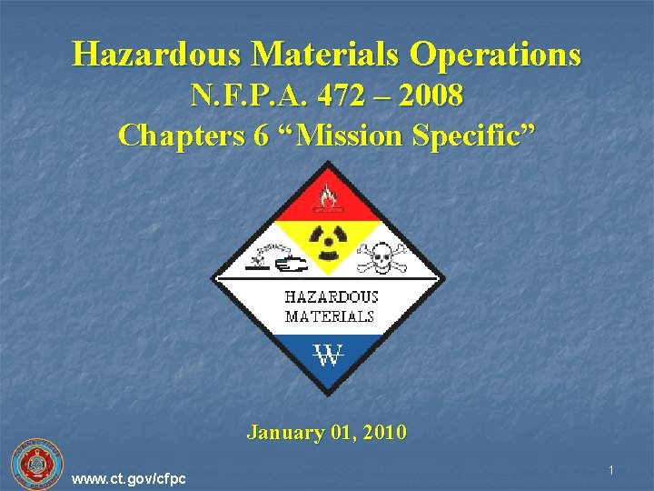 Hazardous Materials Operations N. F. P. A. 472 – 2008 Chapters 6 “Mission Specific”