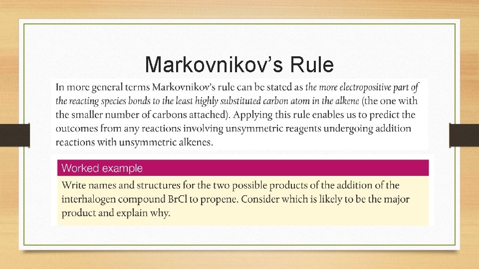 Markovnikov’s Rule 