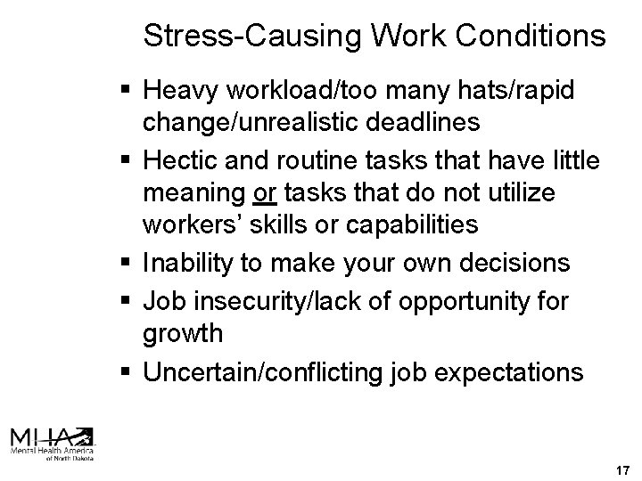 www mhand org Mental Health at Work Objectives