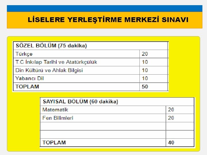 LİSELERE YERLEŞTİRME MERKEZİ SINAVI 