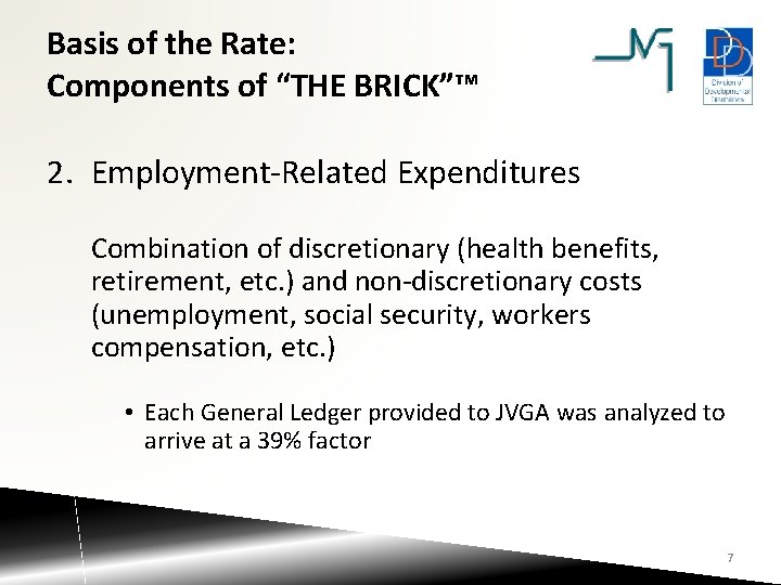 Basis of the Rate: Components of “THE BRICK”™ 2. Employment-Related Expenditures Combination of discretionary