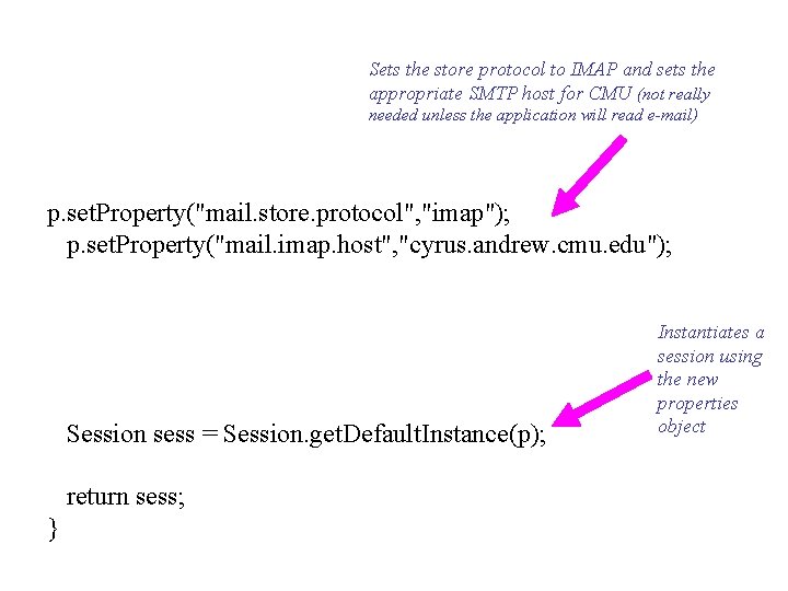 Sets the store protocol to IMAP and sets the appropriate SMTP host for CMU