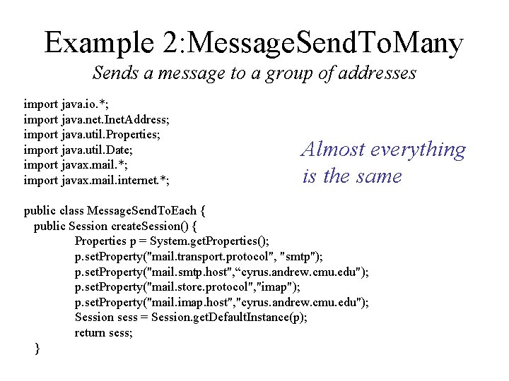 Example 2: Message. Send. To. Many Sends a message to a group of addresses