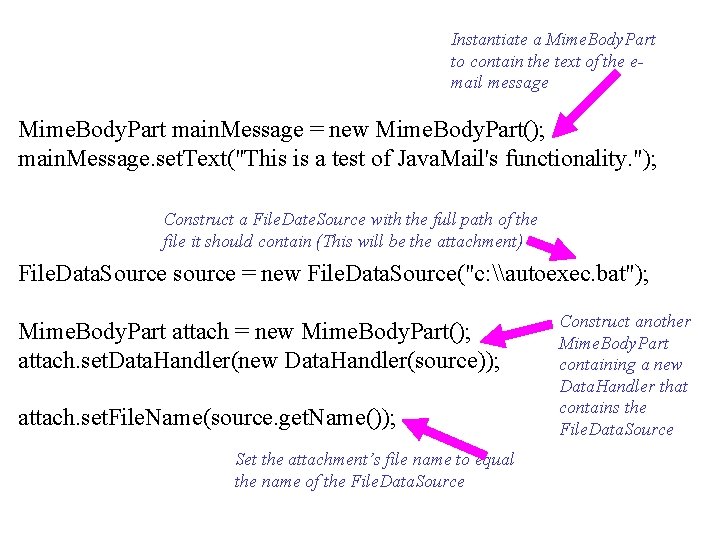 Instantiate a Mime. Body. Part to contain the text of the email message Mime.