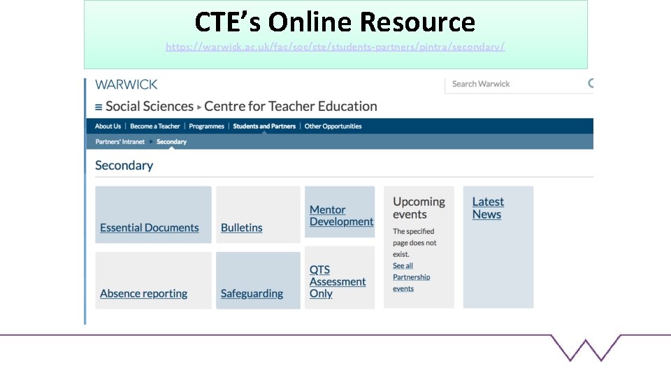 CTE’s Online Resource https: //warwick. ac. uk/fac/soc/cte/students-partners/pintra/secondary/ 