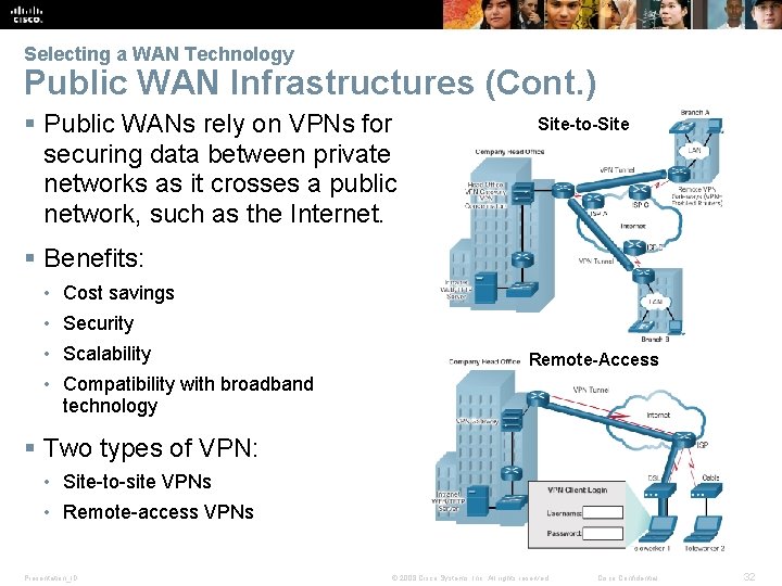 Selecting a WAN Technology Public WAN Infrastructures (Cont. ) § Public WANs rely on