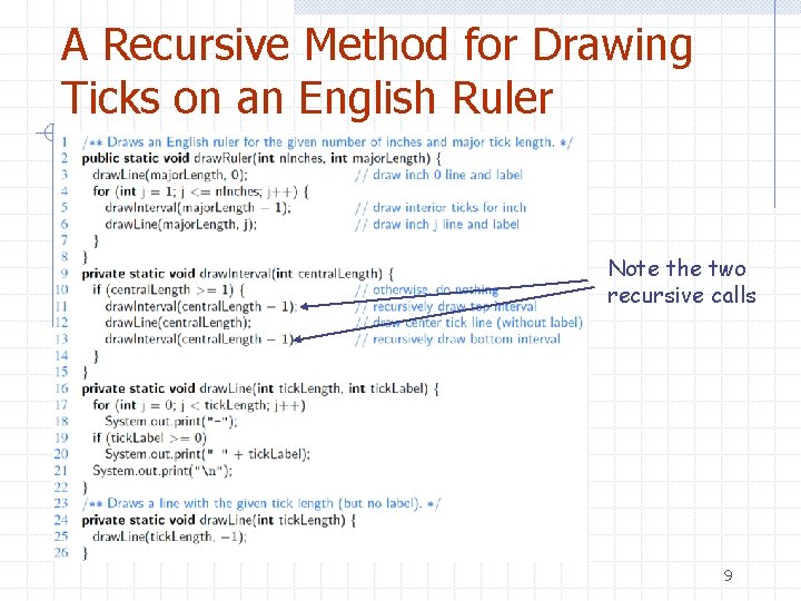 A Recursive Method for Drawing Ticks on an English Ruler Note the two recursive