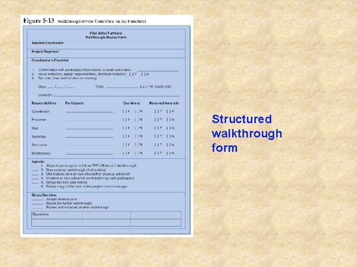 Structured walkthrough form 