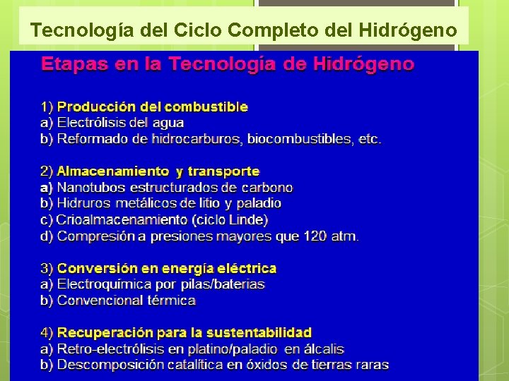 Tecnología del Ciclo Completo del Hidrógeno 