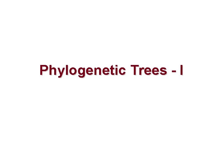 Phylogenetic Trees - I 