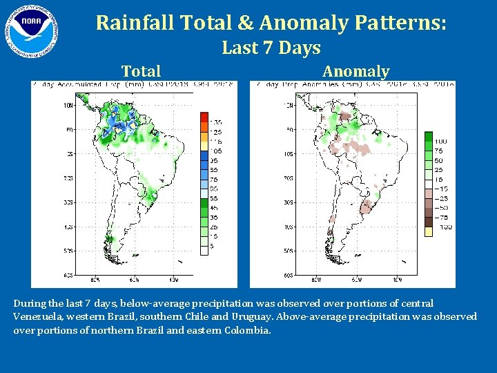 Rainfall Total & Anomaly Patterns: Last 7 Days Total Anomaly During the last 7