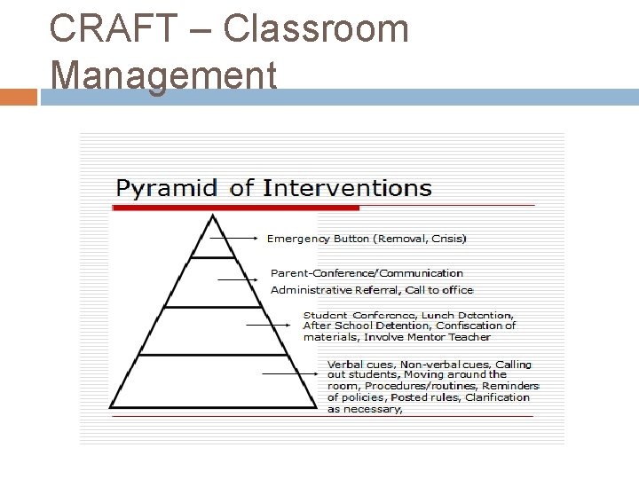CRAFT – Classroom Management 
