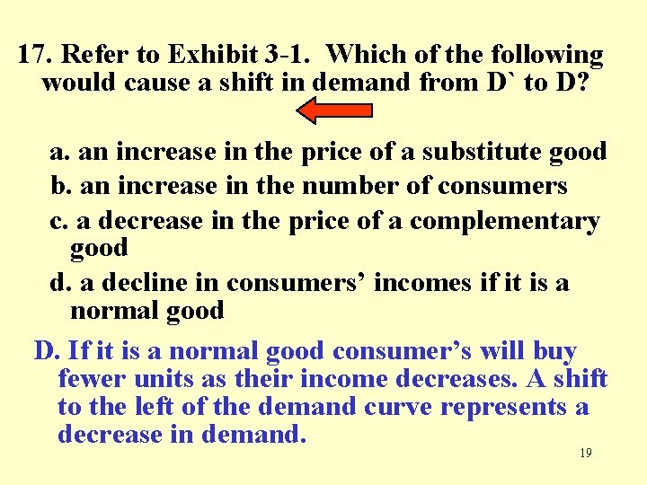 17. Refer to Exhibit 3 -1. Which of the following would cause a shift