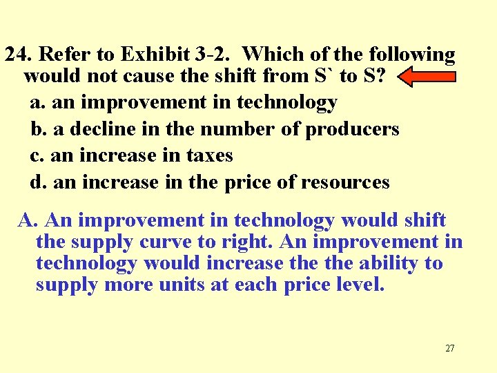 24. Refer to Exhibit 3 -2. Which of the following would not cause the