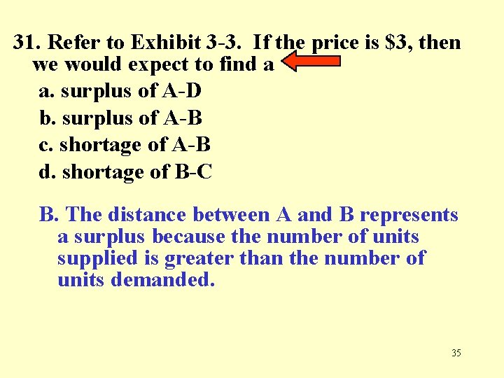 31. Refer to Exhibit 3 -3. If the price is $3, then we would