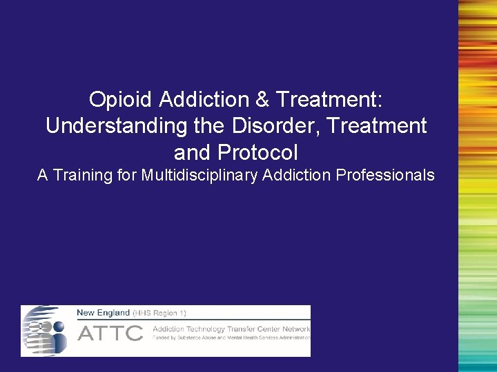 Opioid Addiction & Treatment: Understanding the Disorder, Treatment and Protocol A Training for Multidisciplinary