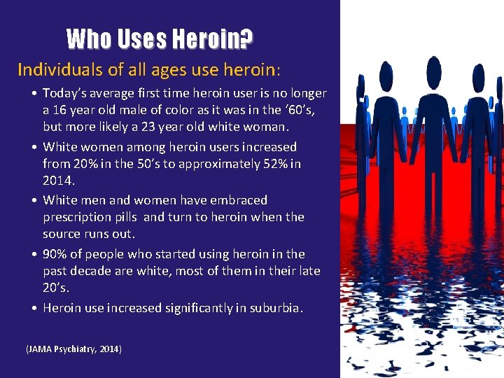 Who Uses Heroin? Individuals of all ages use heroin: • Today’s average first time