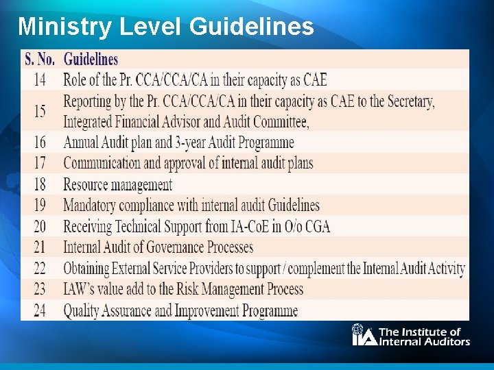 Ministry Level Guidelines 