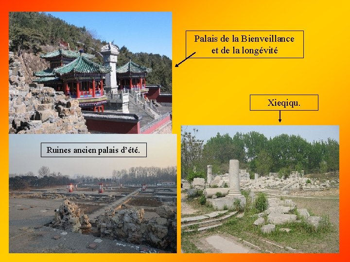Palais de la Bienveillance et de la longévité Xieqiqu. Ruines ancien palais d’été. 